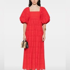 FARM Rio Pineapple eyelet-detail dress